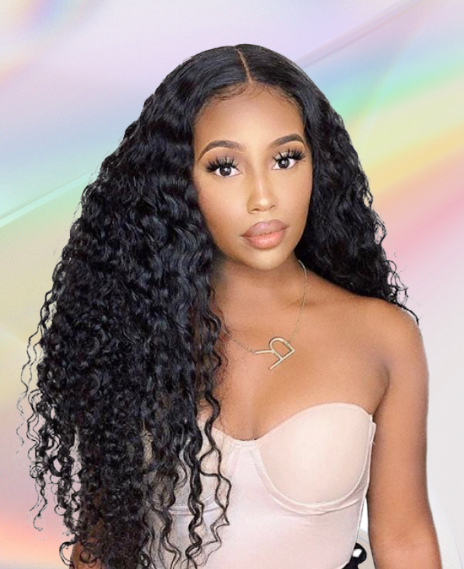 6x4.5 Pre Cut Lace Wear Go Water Wave Black Air Wig