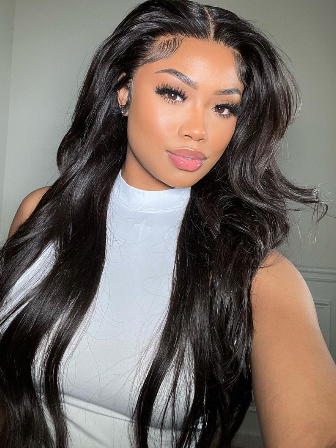 UNice Wear Go 6x4.5 Pre Cut & Pre Bleached Lace Quick & Easy Body Wave Black Air Wig